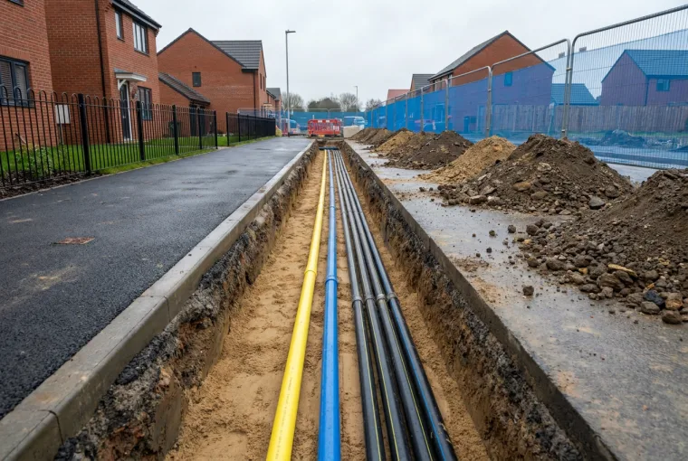 Utility installation on a housing development