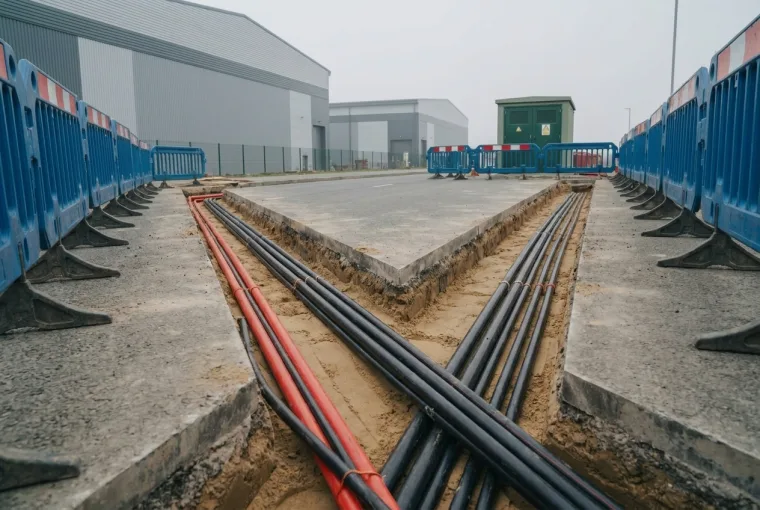 Utility installation on an industrial or commercial development