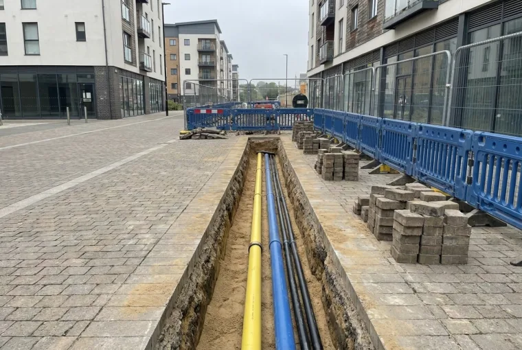 Utility installation on a mixed-use development