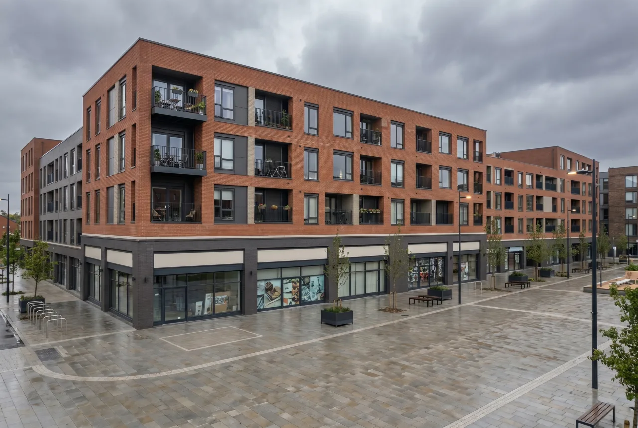 Completed multi-utility mixed-use development with live residential and commercial connections