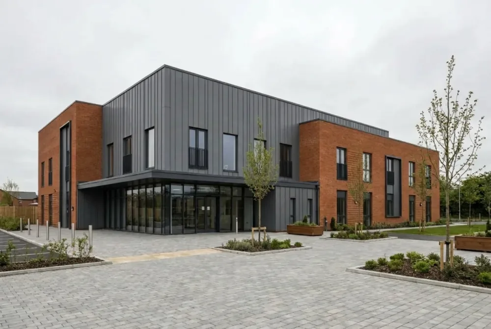 Modern UK education and healthcare building